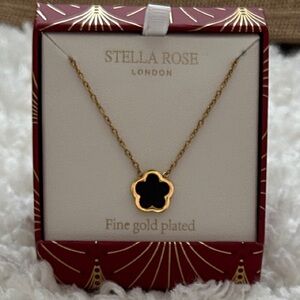 Gold Plated Necklace with Black Pendant